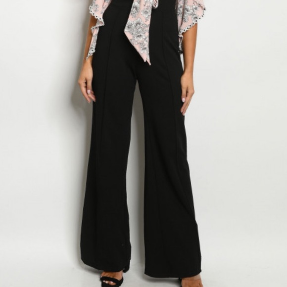 NEW Black Pink Ruffle Jumpsuit - Picture 4 of 8